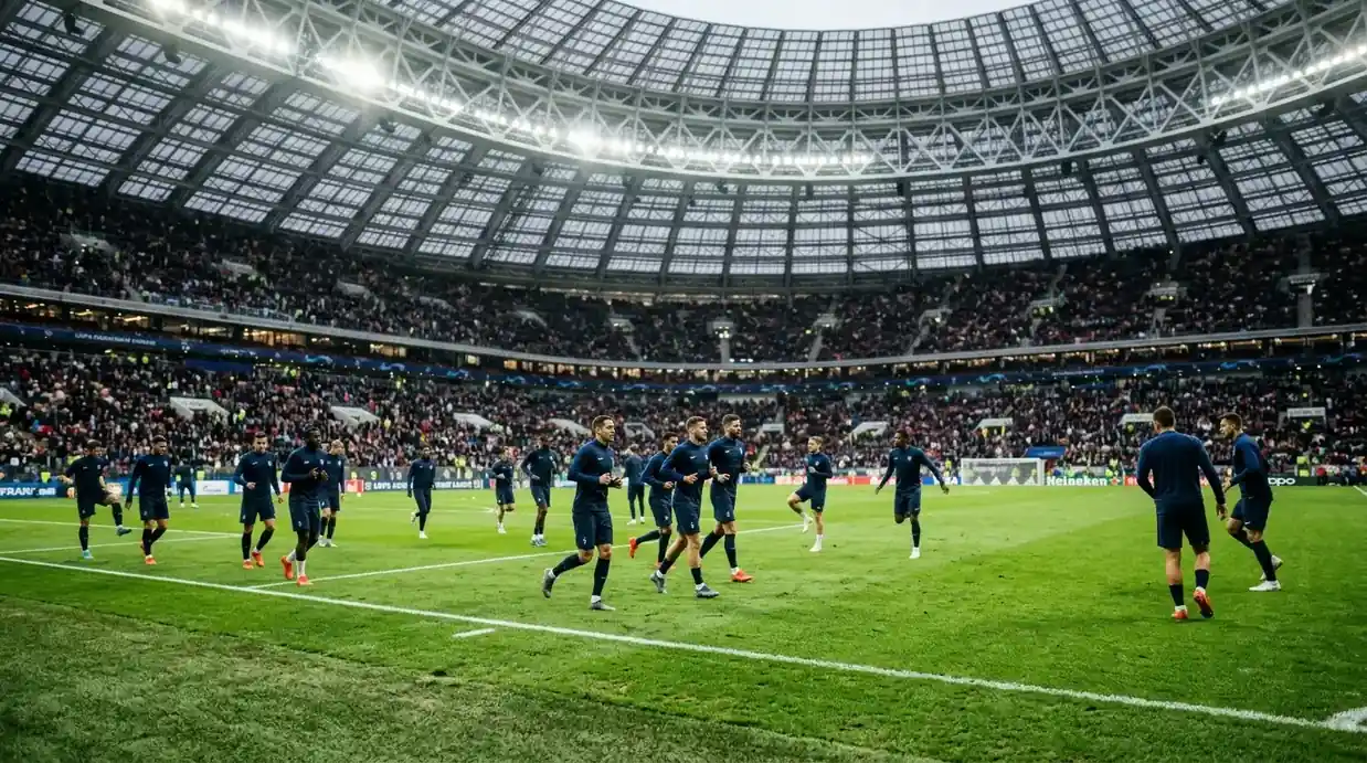 Piłkarze rozgrzewający się na murawie przed wieczornym meczem fazy pucharowej Mundialu 2026